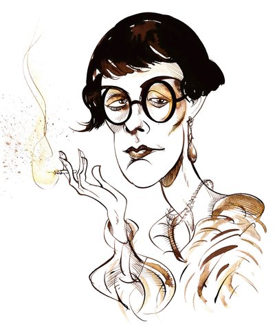 Sylvia Townsend Warner - caricature holding cigarette by Neale Osborne